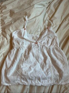 Tilly's White Eyelet Lace Camisole with Rosette Accents